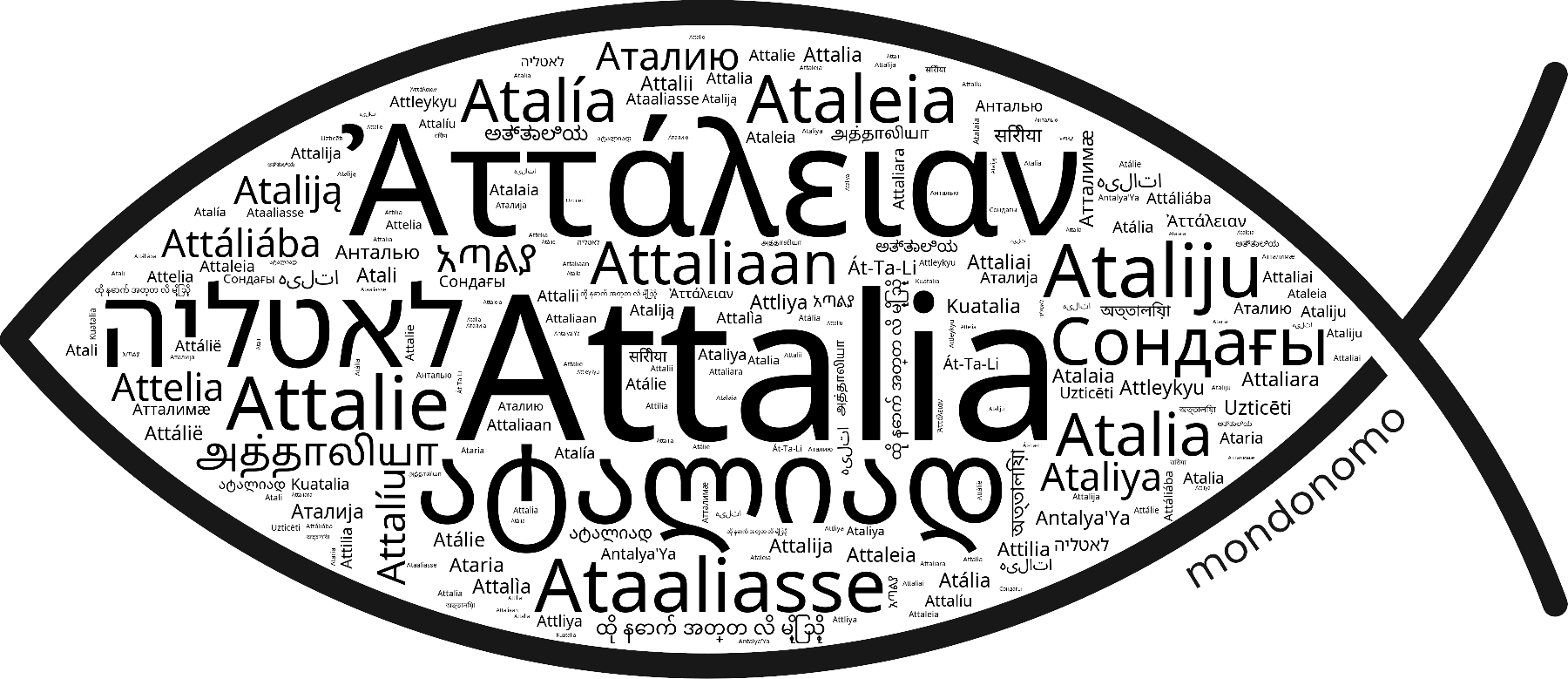 Name Attalia in the world's Bibles
