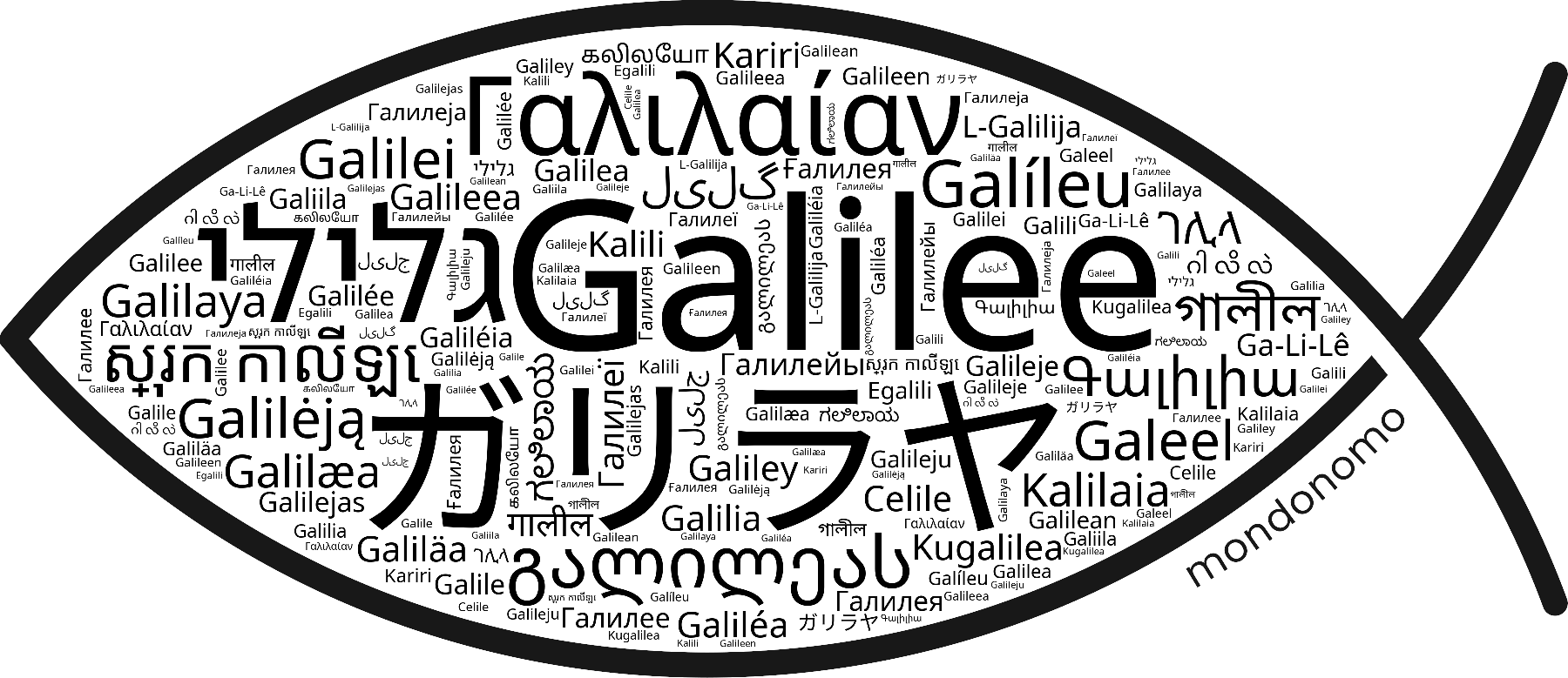 Name Galilee in the world's Bibles