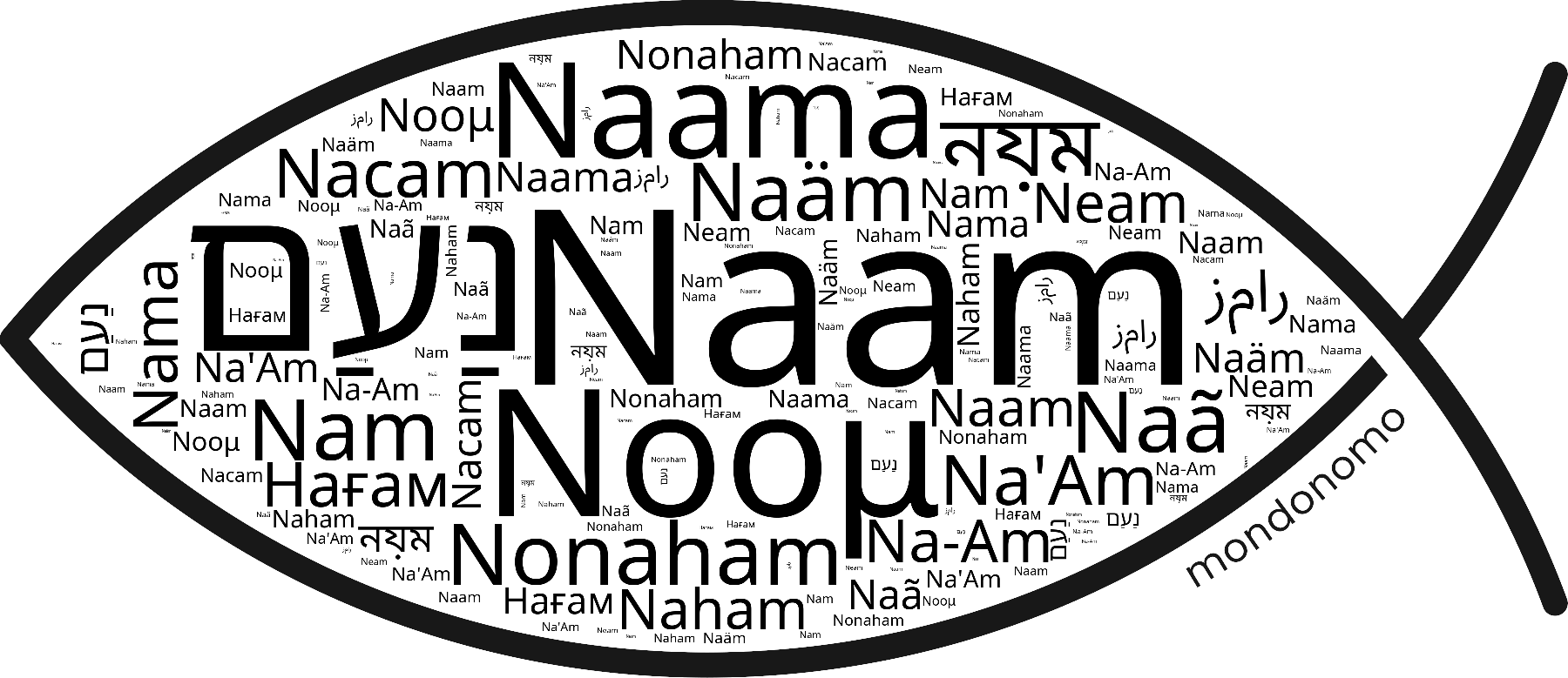 Name Naam in the world's Bibles
