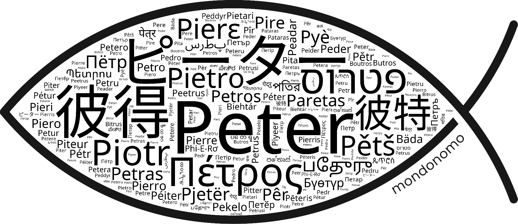 Name Peter in the world's Bibles